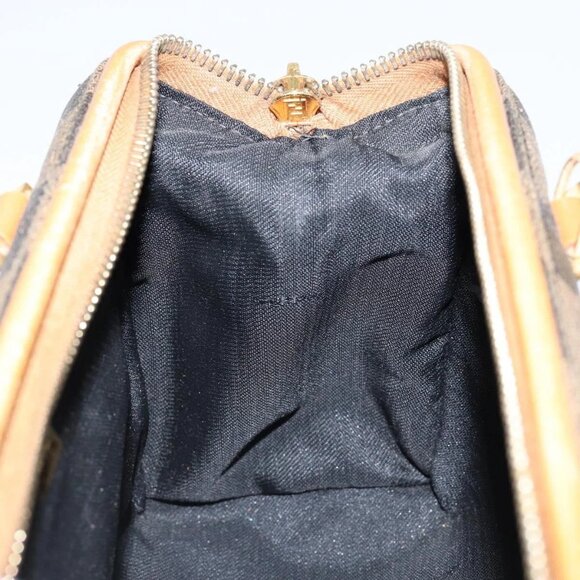 FENDI Pecan Canvas Hand Bag PVC Black Brown Auth 150072 - Picture 12 of 16